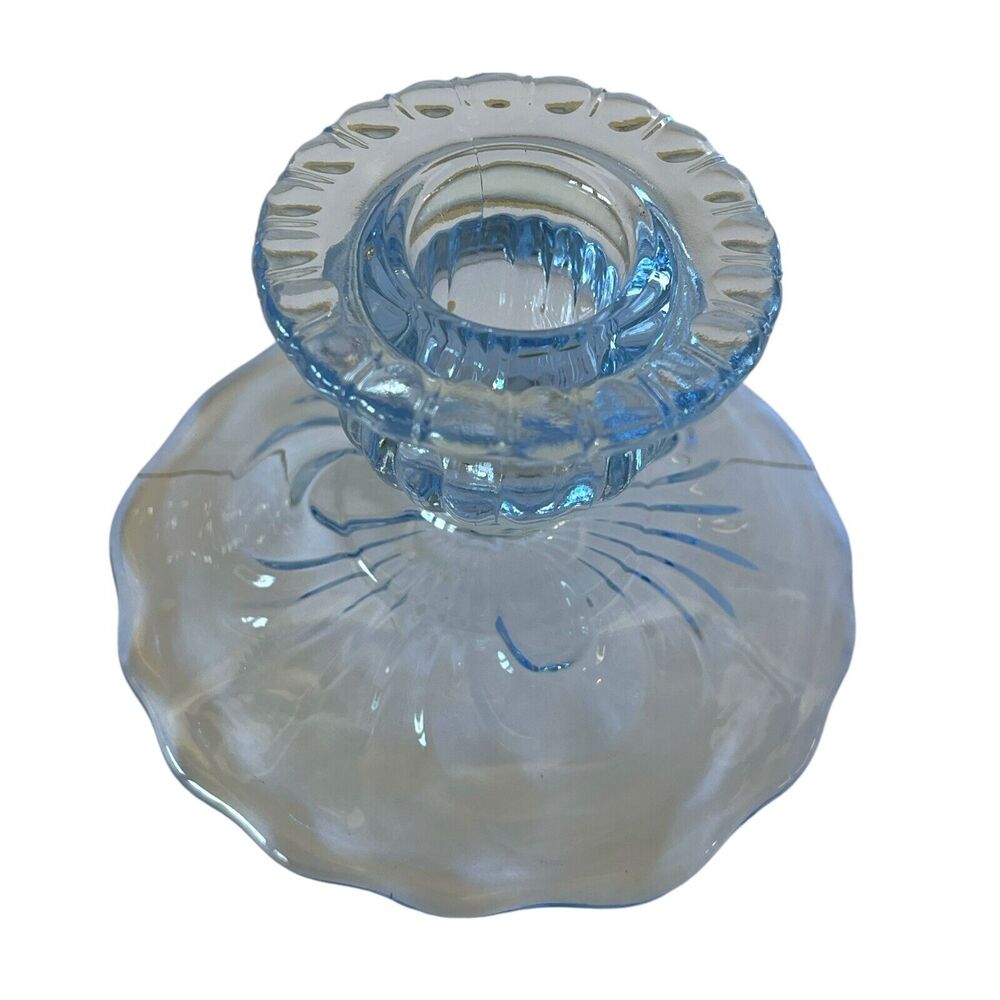 Cambridge Caprice‎ Blue Single Candle Stick Holder Translucent Candle Decor